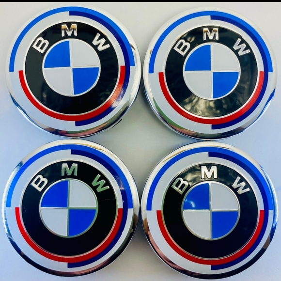 4 50th anniversary BMW tire rim Center Caps 56, 60 or 68mm - Picture 2 of 4